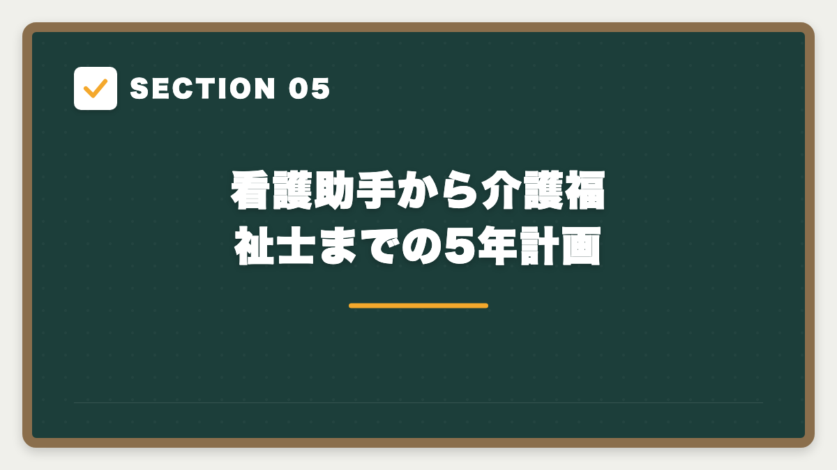 SECTION 05 看護助手から介護福祉士までの5年計画