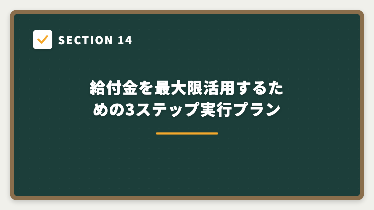 SECTION 14 給付金を最大限活用するための3ステップ実行プラン
