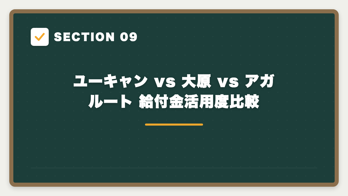 SECTION 09 ユーキャン vs 大原 vs アガルート 給付金活用度比較