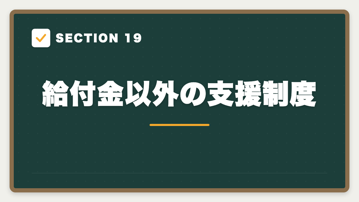 SECTION 19 給付金以外の支援制度
