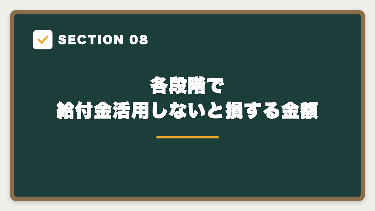 SECTION 08 各段階で給付金活用しないと損する金額