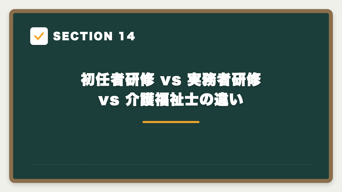 SECTION 14 初任者研修 vs 実務者研修 vs 介護福祉士の違い