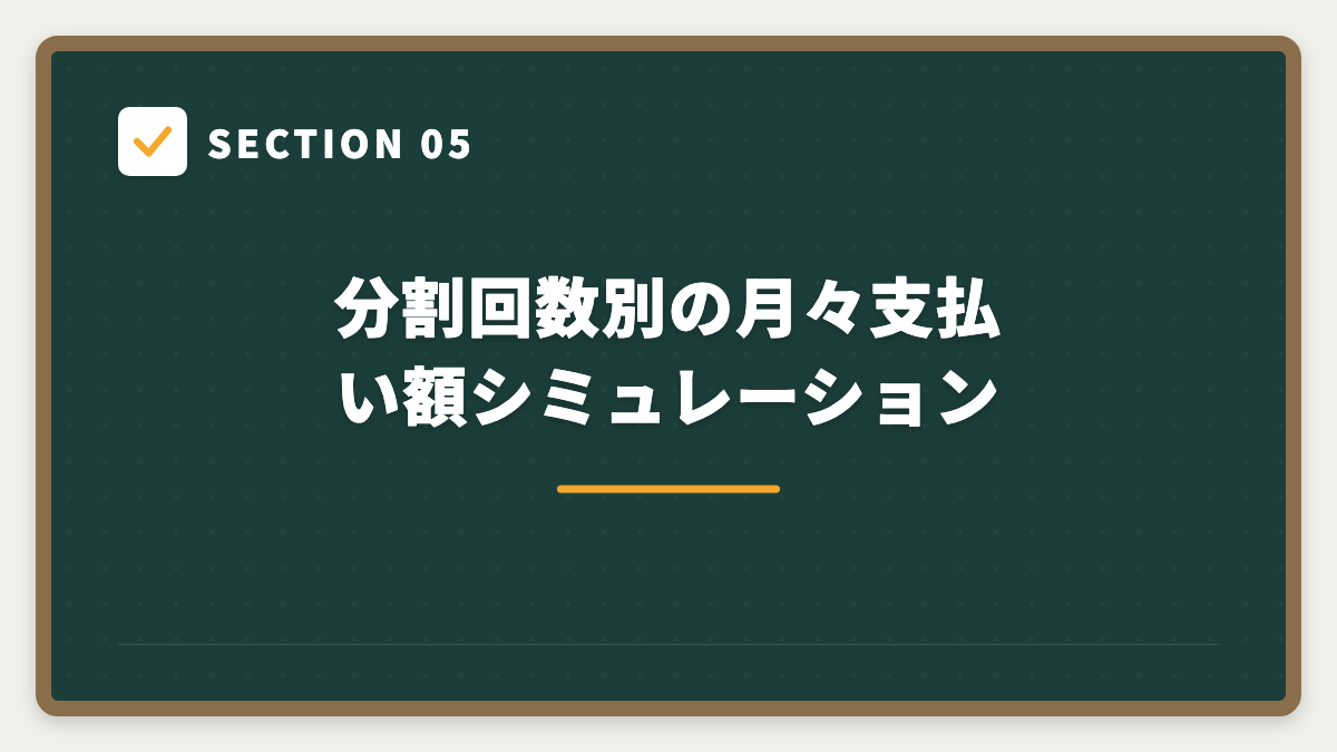 SECTION 05 分割回数別の月々支払い額シミュレーション
