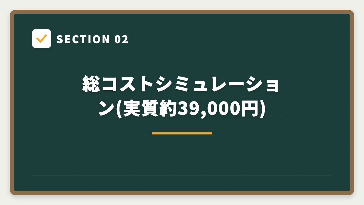 SECTION 02 総コストシミュレーション(実質約39,000円)