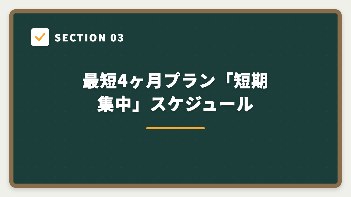 SECTION 03 最短4ヶ月プラン「短期集中」スケジュール