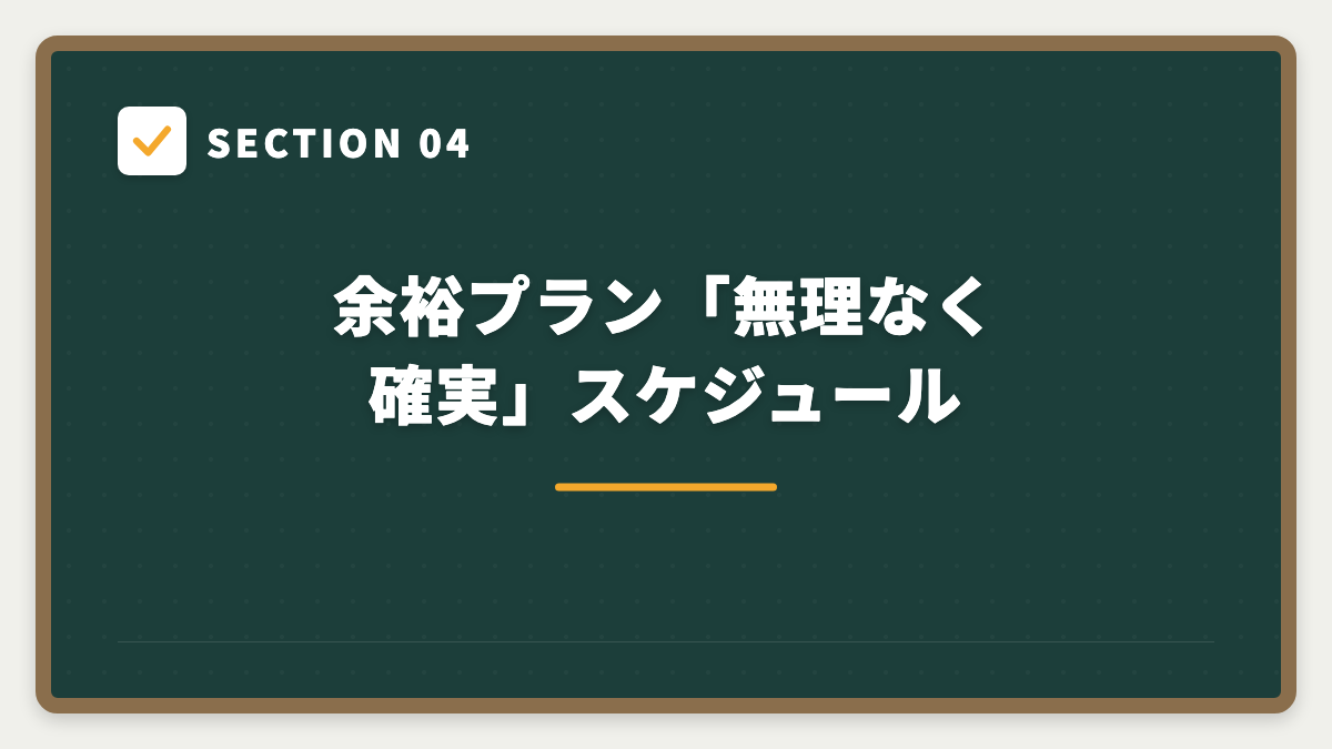 SECTION 04 余裕プラン「無理なく確実」スケジュール