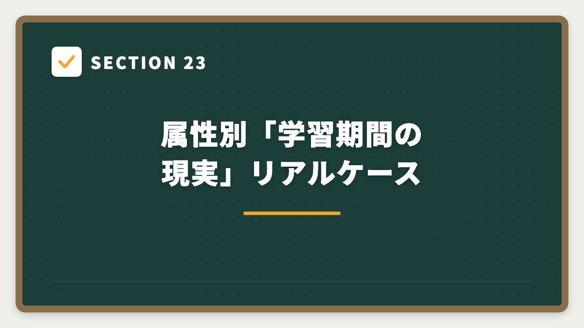 SECTION 23 属性別「学習期間の現実」リアルケース