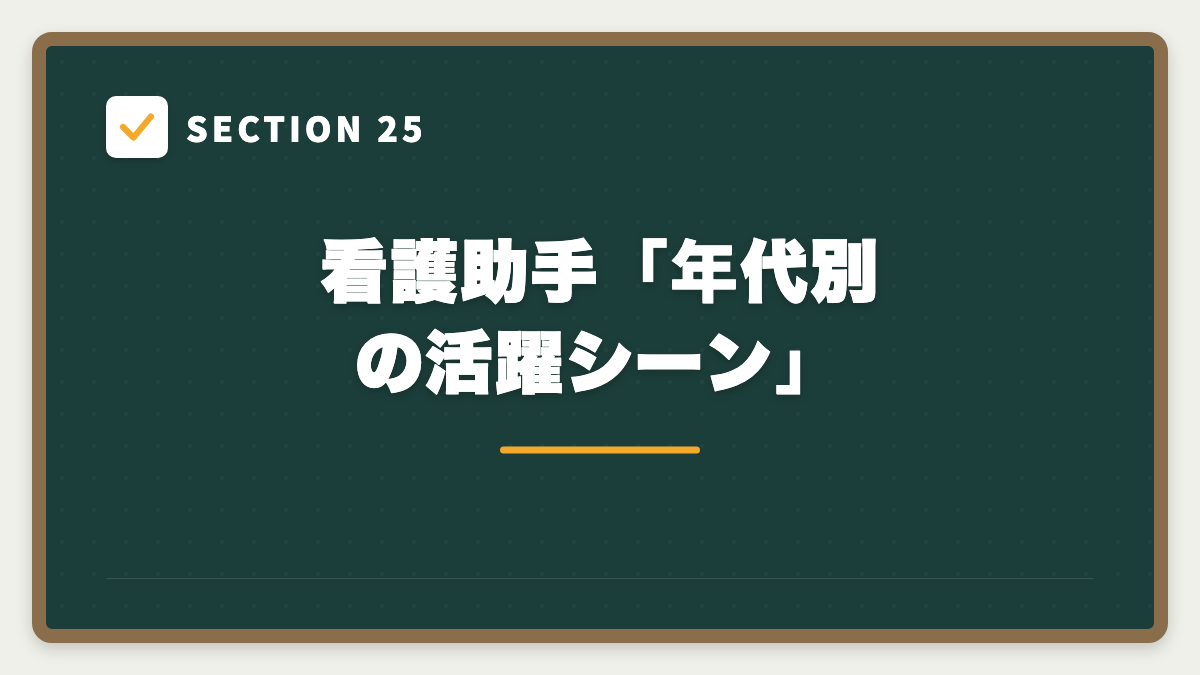 SECTION 25 看護助手「年代別の活躍シーン」