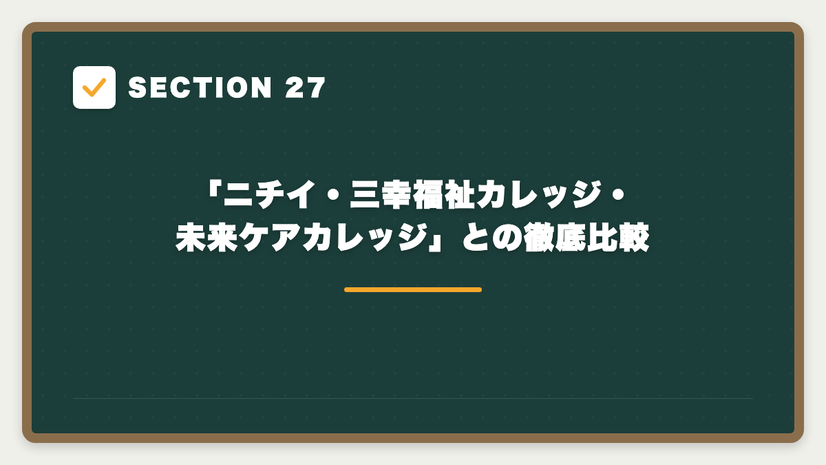 SECTION 27 「ニチイ・三幸福祉カレッジ・未来ケアカレッジ」との徹底比較