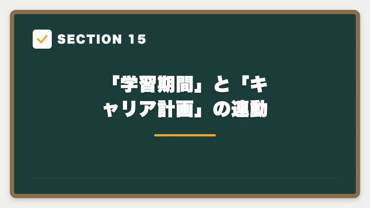 SECTION 15 「学習期間」と「キャリア計画」の連動