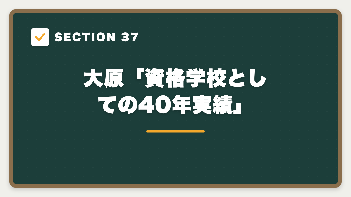 SECTION 37 大原「資格学校としての40年実績」