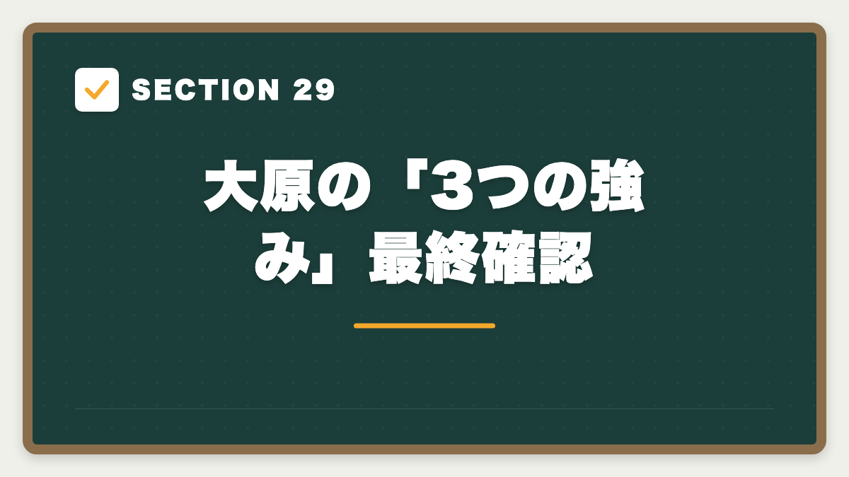 SECTION 29 大原の「3つの強み」最終確認