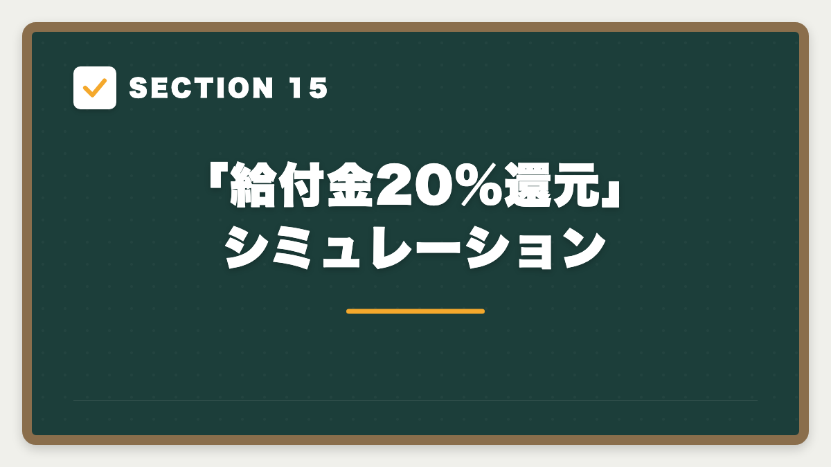 SECTION 15 「給付金20%還元」シミュレーション