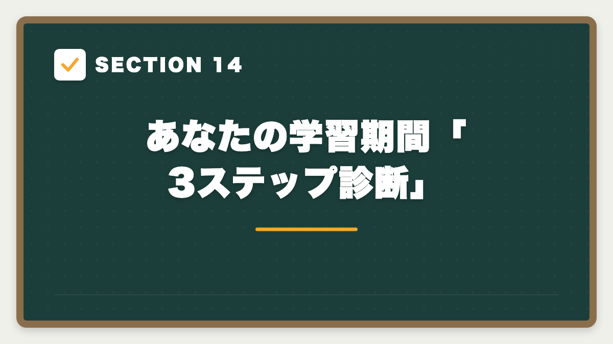 SECTION 14 あなたの学習期間「3ステップ診断」