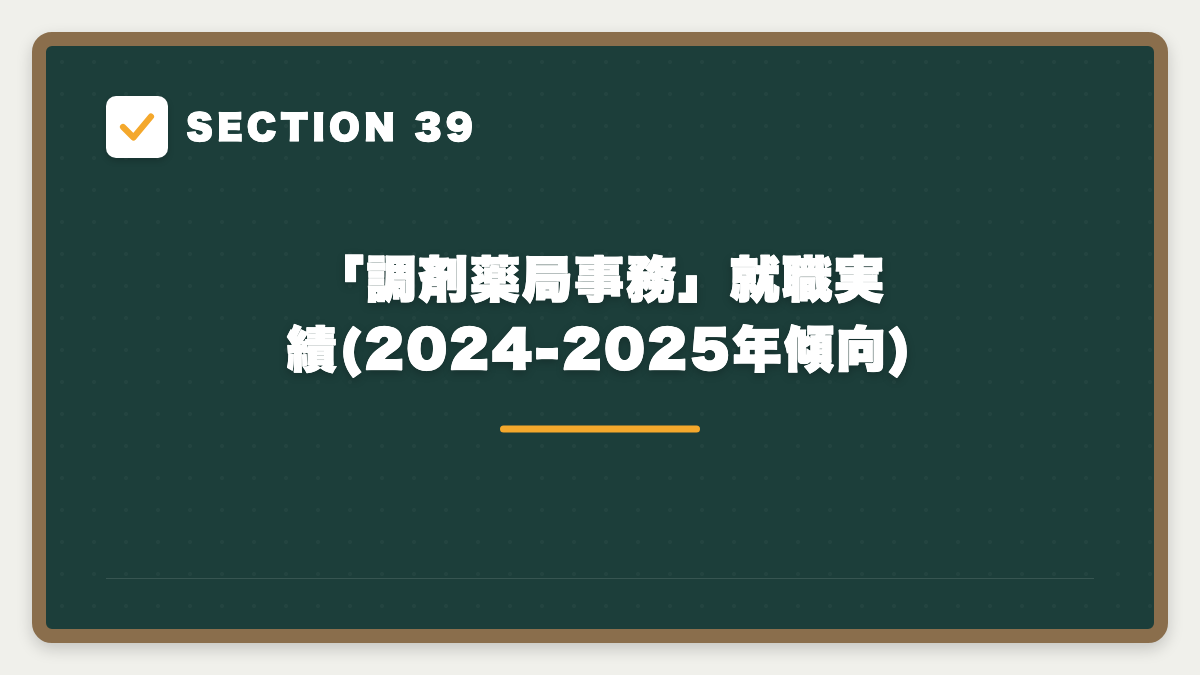SECTION 39 「調剤薬局事務」就職実績(2024-2025年傾向)