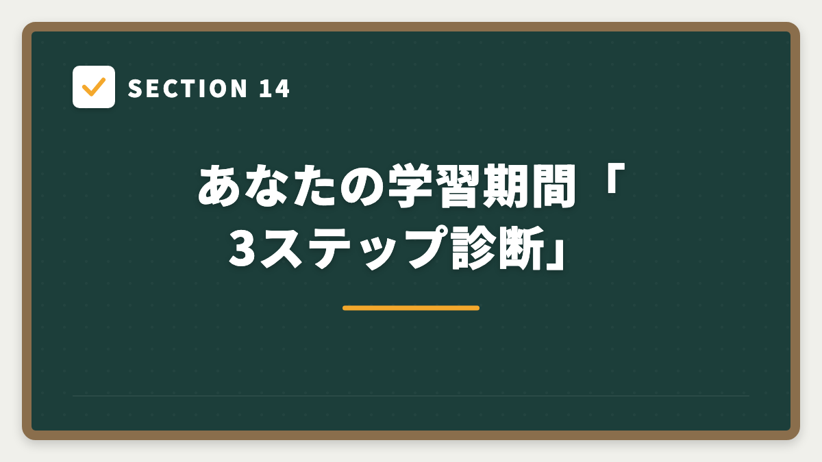 SECTION 14 あなたの学習期間「3ステップ診断」