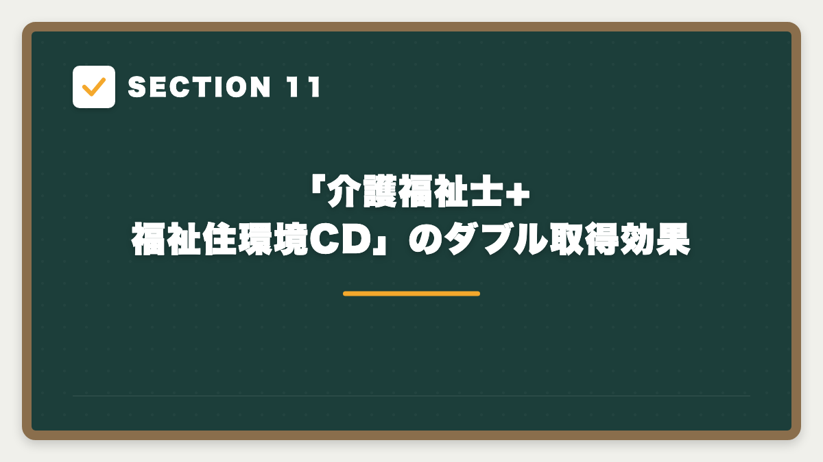 SECTION 11 「介護福祉士+福祉住環境CD」のダブル取得効果