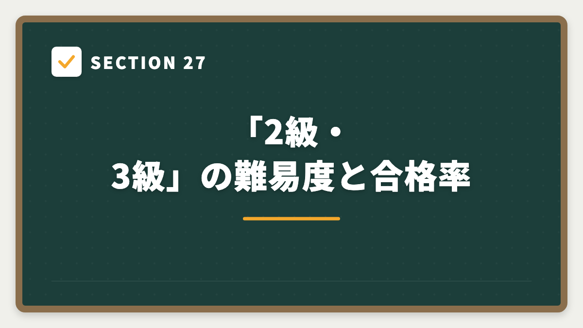 SECTION 27 「2級・3級」の難易度と合格率