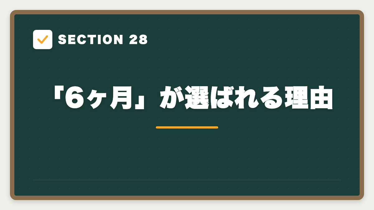 SECTION 28 「6ヶ月」が選ばれる理由