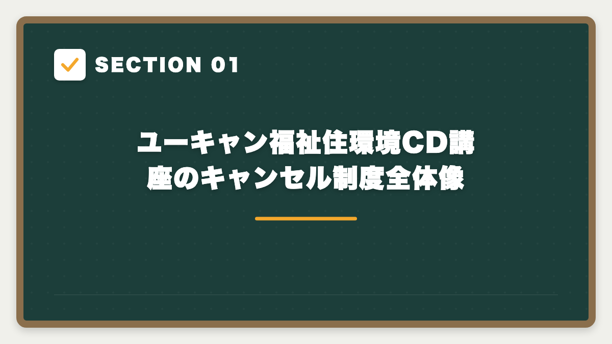 SECTION 01 ユーキャン福祉住環境CD講座のキャンセル制度全体像