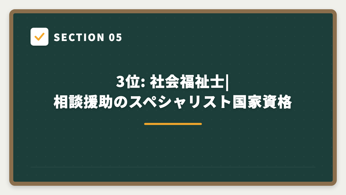 SECTION 05 3位: 社会福祉士|相談援助のスペシャリスト国家資格