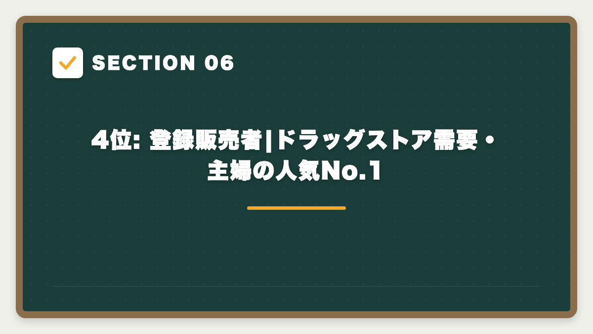 SECTION 06 4位: 登録販売者|ドラッグストア需要・主婦の人気No.1