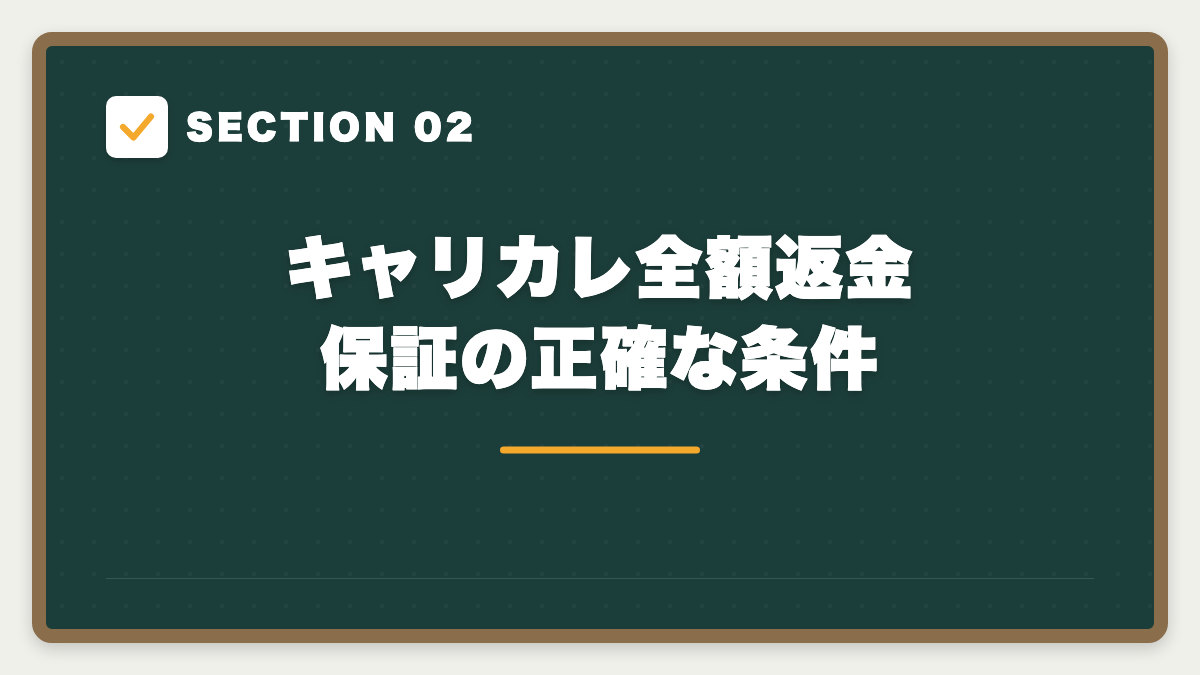 SECTION 02 キャリカレ全額返金保証の正確な条件