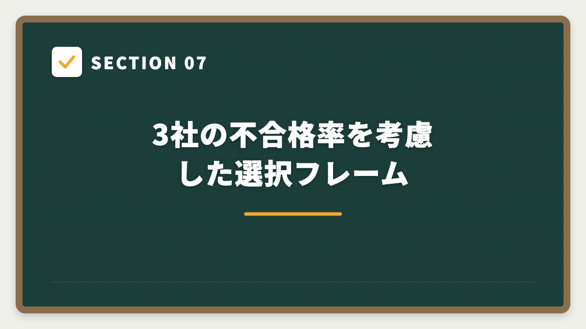 SECTION 07 3社の不合格率を考慮した選択フレーム