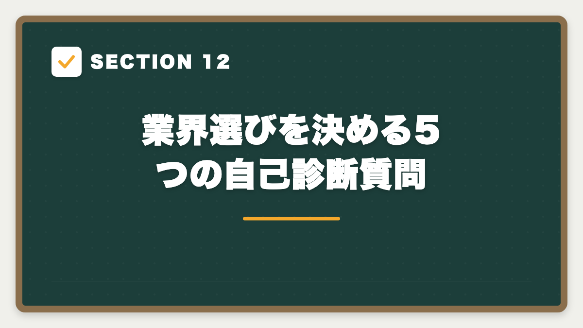 SECTION 12 業界選びを決める5つの自己診断質問