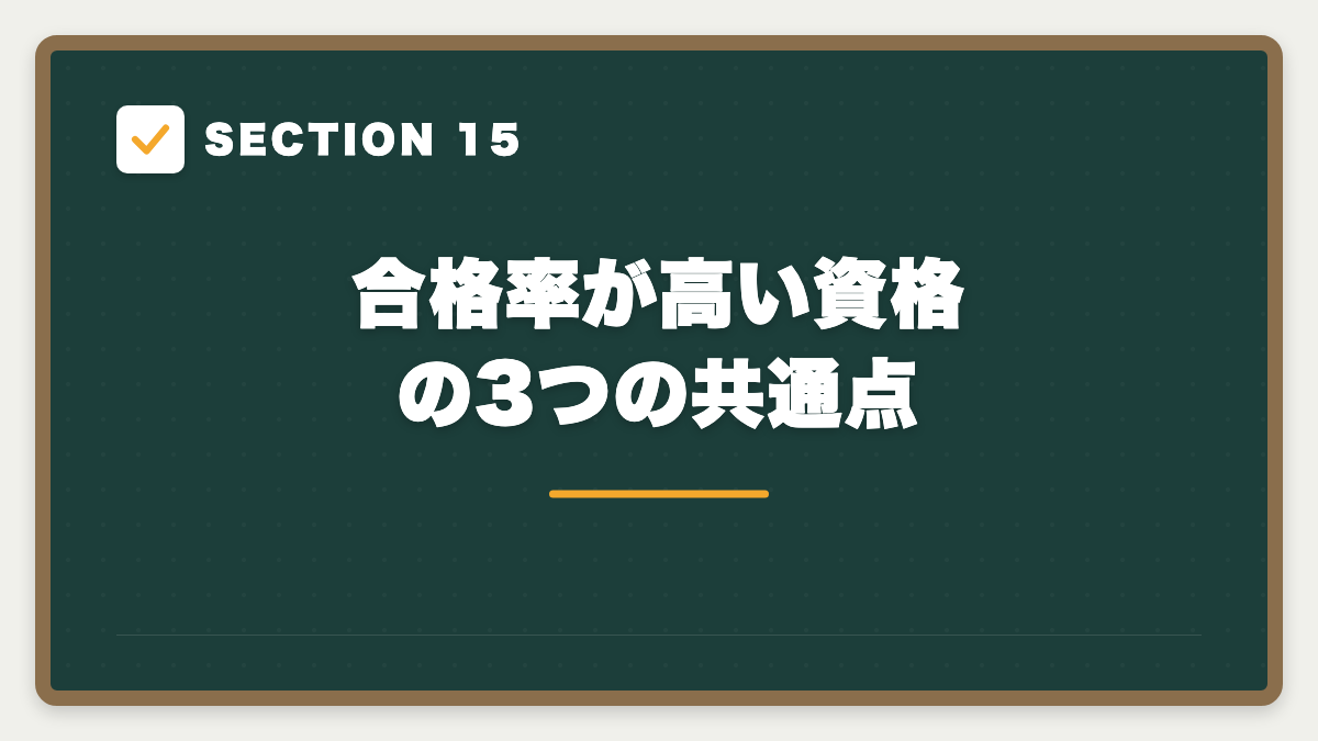 SECTION 15 合格率が高い資格の3つの共通点