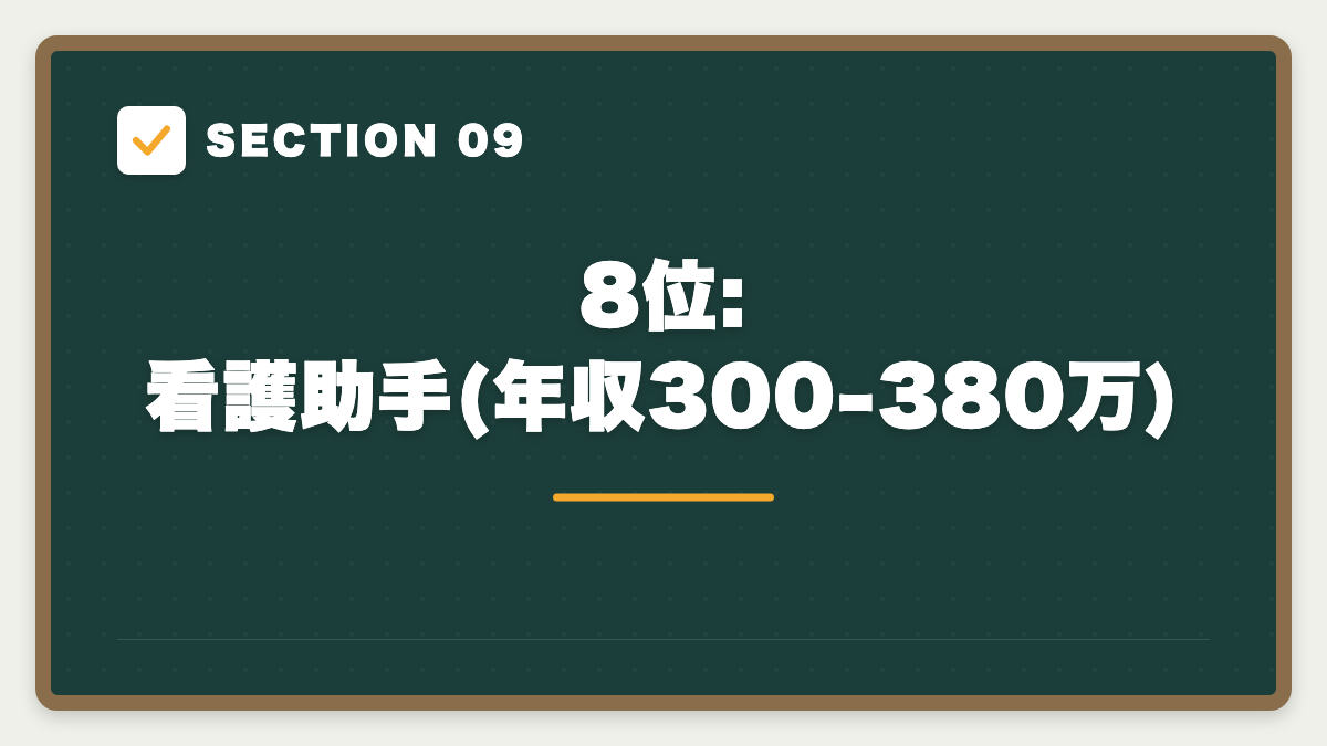SECTION 09 8位: 看護助手(年収300-380万)