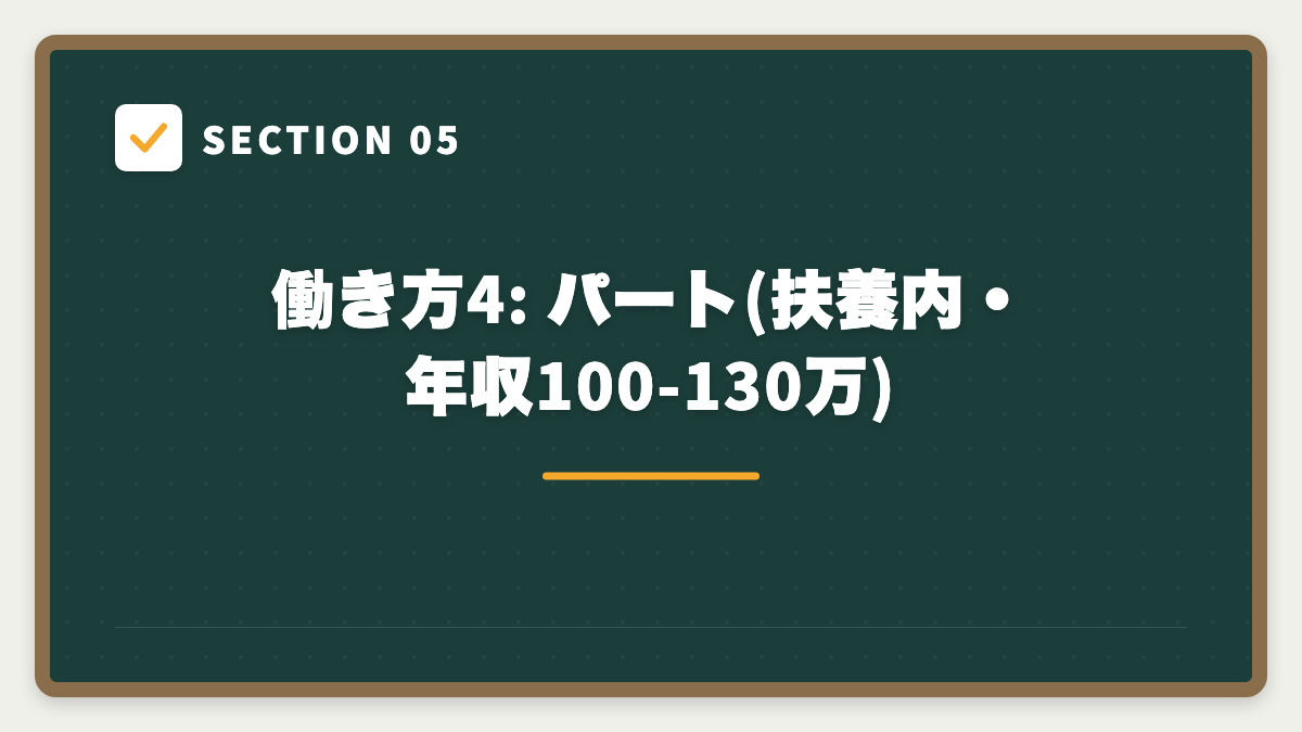 SECTION 05 働き方4: パート(扶養内・年収100-130万)