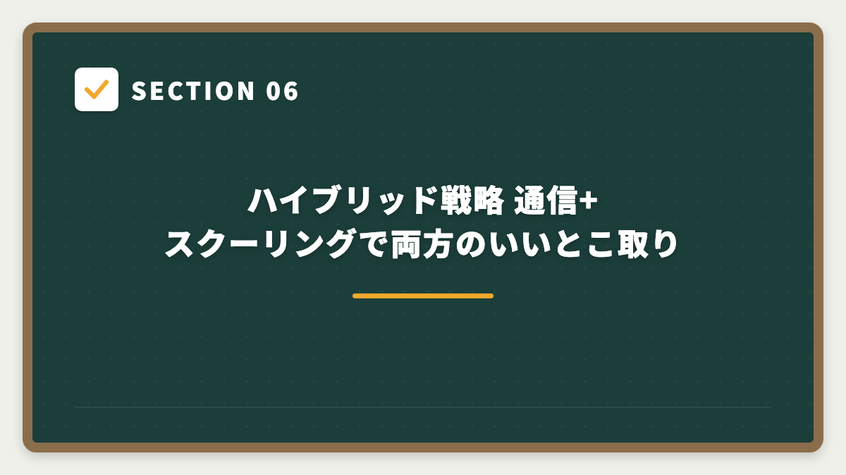 SECTION 06 ハイブリッド戦略 通信+スクーリングで両方のいいとこ取り