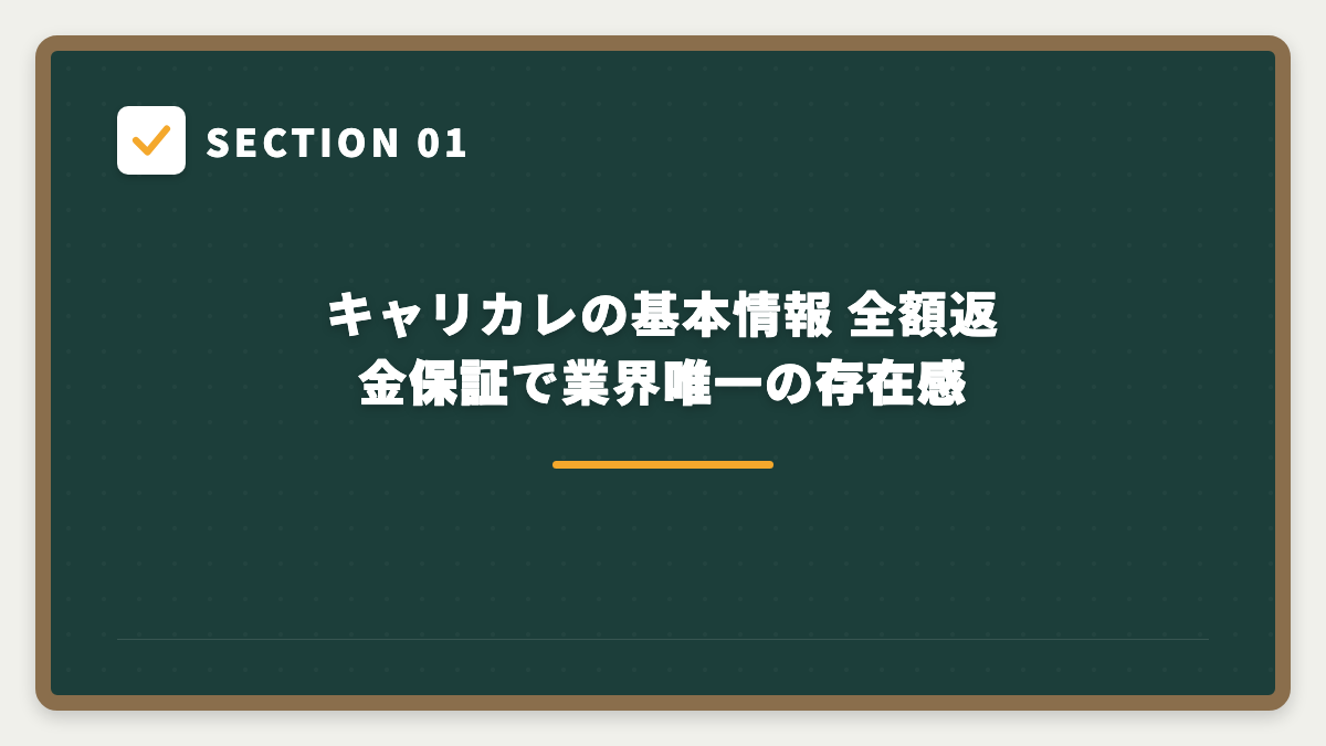SECTION 01 キャリカレの基本情報 全額返金保証で業界唯一の存在感