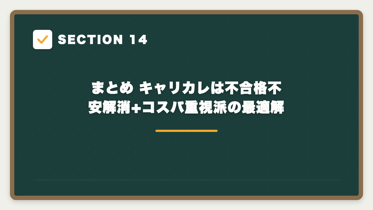 SECTION 14 まとめ キャリカレは不合格不安解消+コスパ重視派の最適解