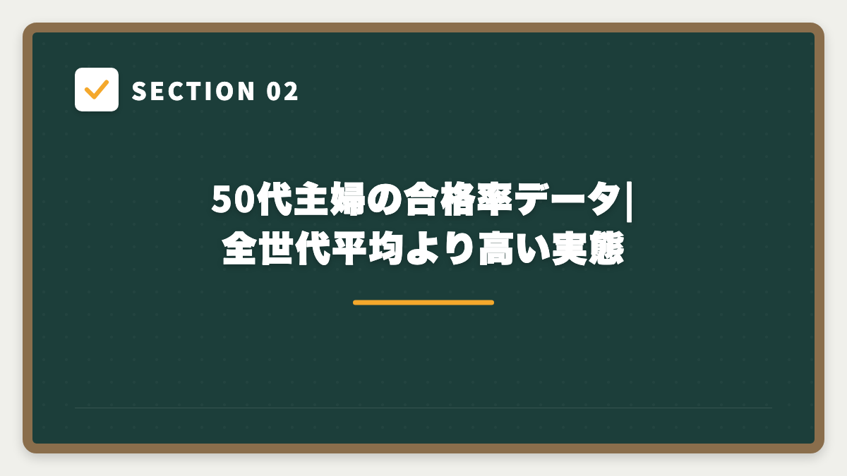 SECTION 02 50代主婦の合格率データ|全世代平均より高い実態