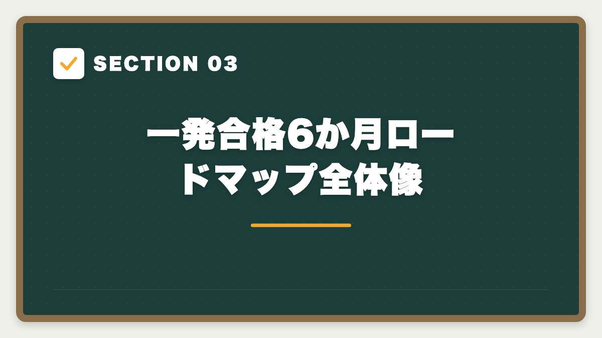 SECTION 03 一発合格6か月ロードマップ全体像