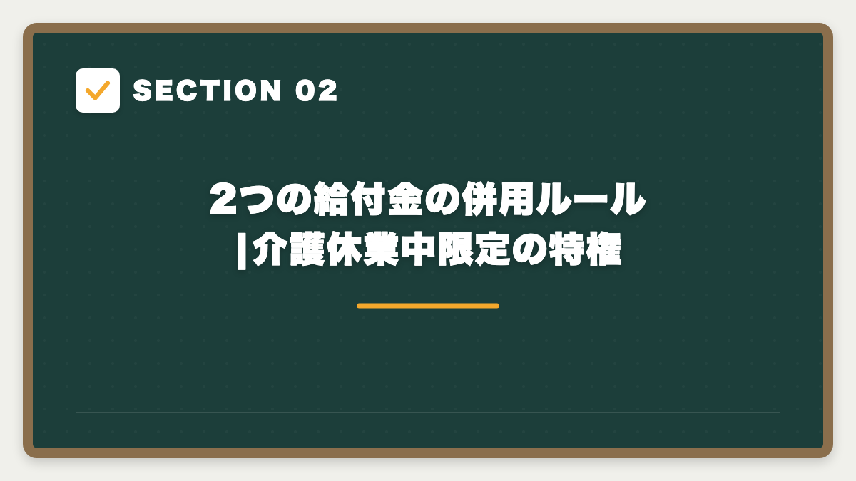 SECTION 02 2つの給付金の併用ルール|介護休業中限定の特権