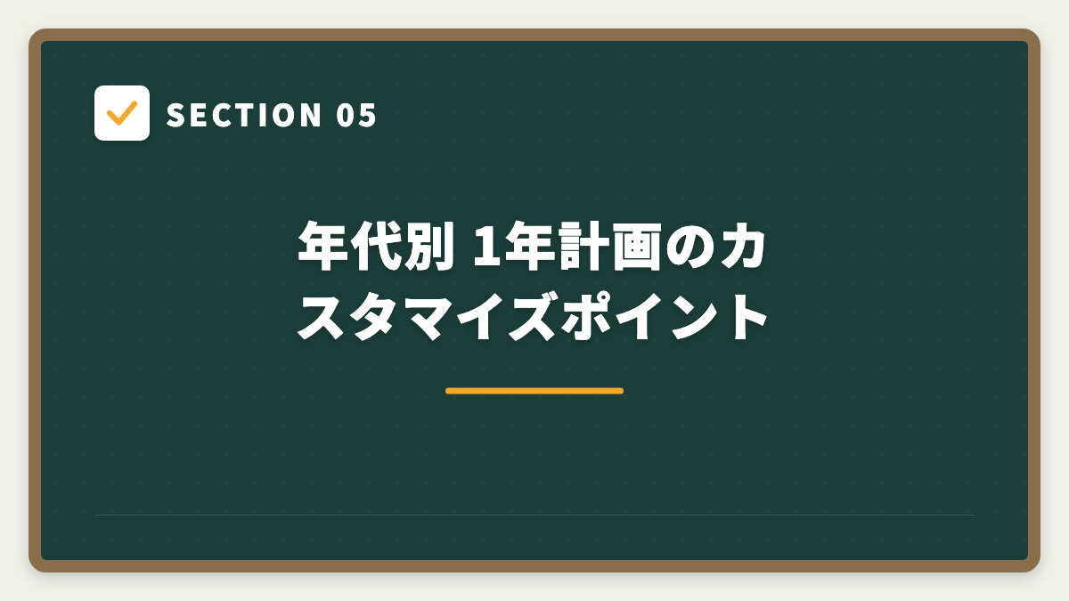 SECTION 05 年代別 1年計画のカスタマイズポイント