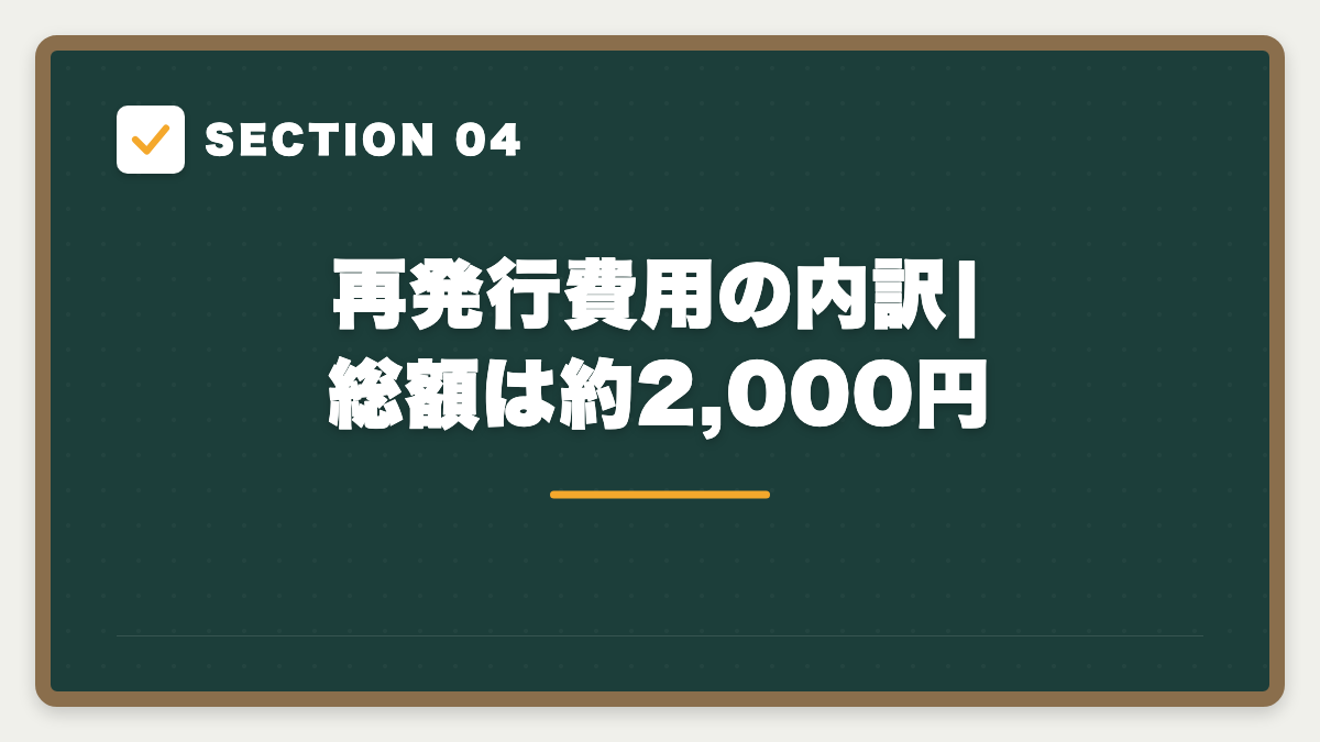SECTION 04 再発行費用の内訳|総額は約2,000円