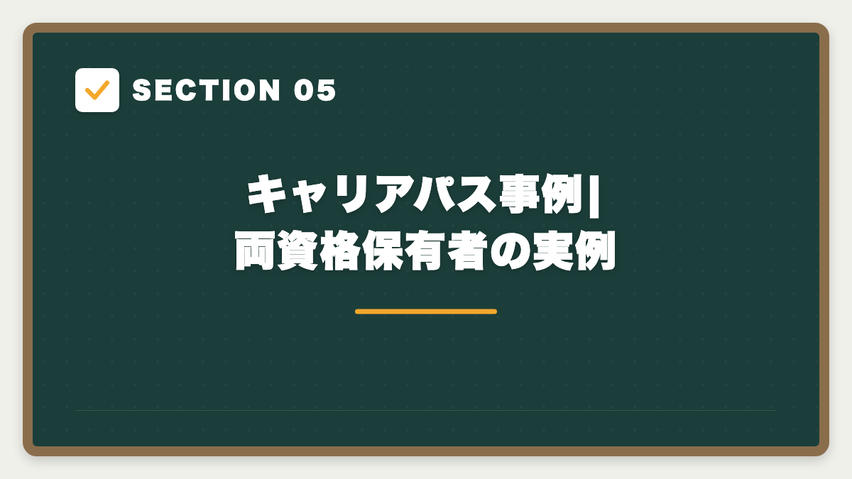 SECTION 05 キャリアパス事例|両資格保有者の実例